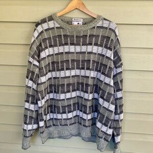 FLORENCE TRICOTS vintage knit Crewneck Sweater Gray & White Made in ITALY